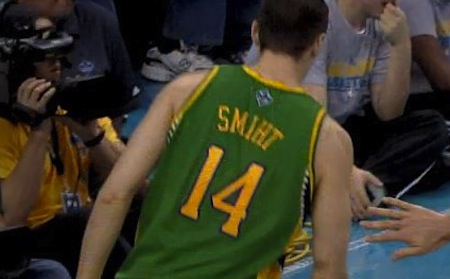 Jason Smith New Orleans Hornets misspelled jersey Jason Smith New Orleans Hornets misspelled jersey