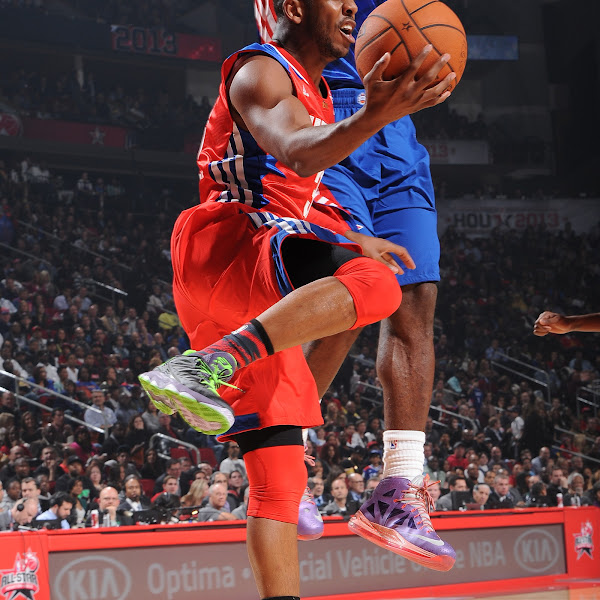 Chris Paul #3 of the Western Conference All-Stars attempts a pass during the 2013 NBA All-Star Game on February 17, 2013 at Toyota Center in Houston, Texas.