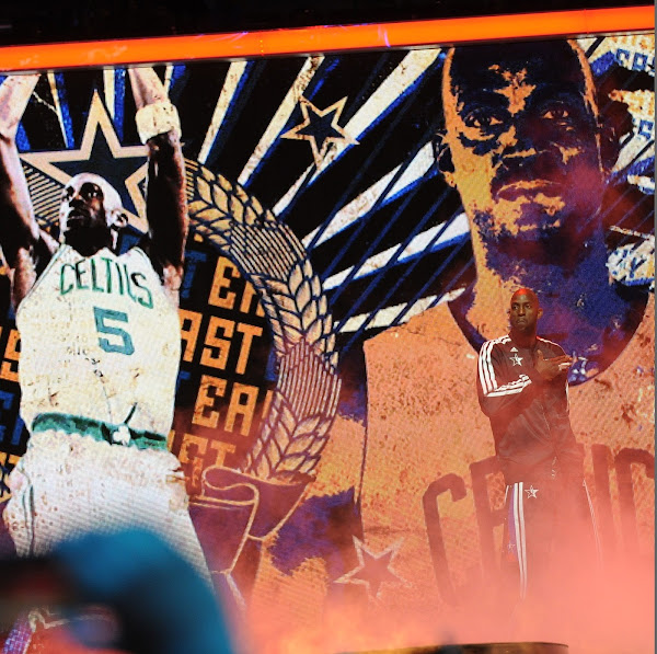 Kevin Garnett #5 of the Eastern Conference All-Stars is introduced during the 2013 NBA All-Star Game presented by Kia on February 17, 2013 at the Toyota Center in Houston, Texas.